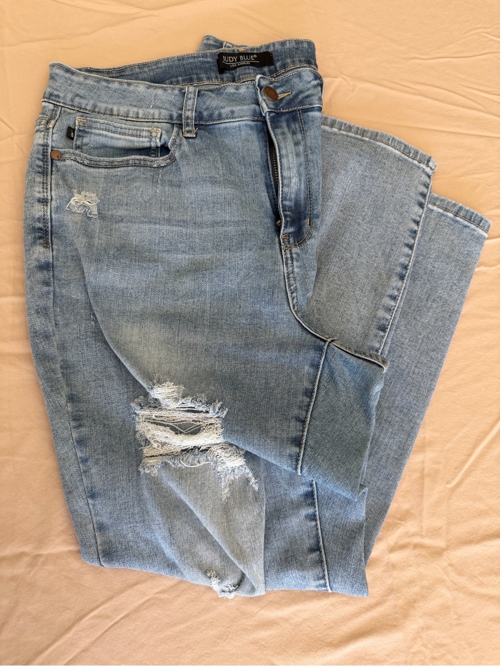 Judy Blue Boyfriend Jeans 16W Distressed Light Wash Plus Size Denim